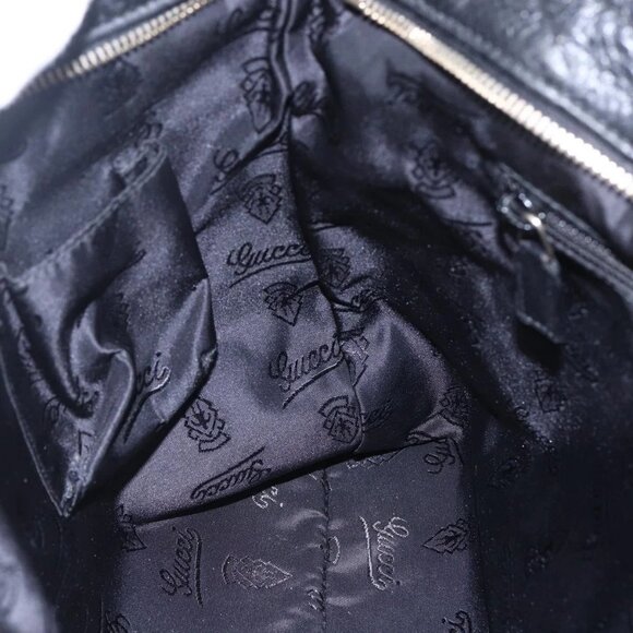 GUCCI GG Canvas Guccissima Shoulder Bag Leather Black Gold 201446 Auth ep11249 - Picture 12 of 16
